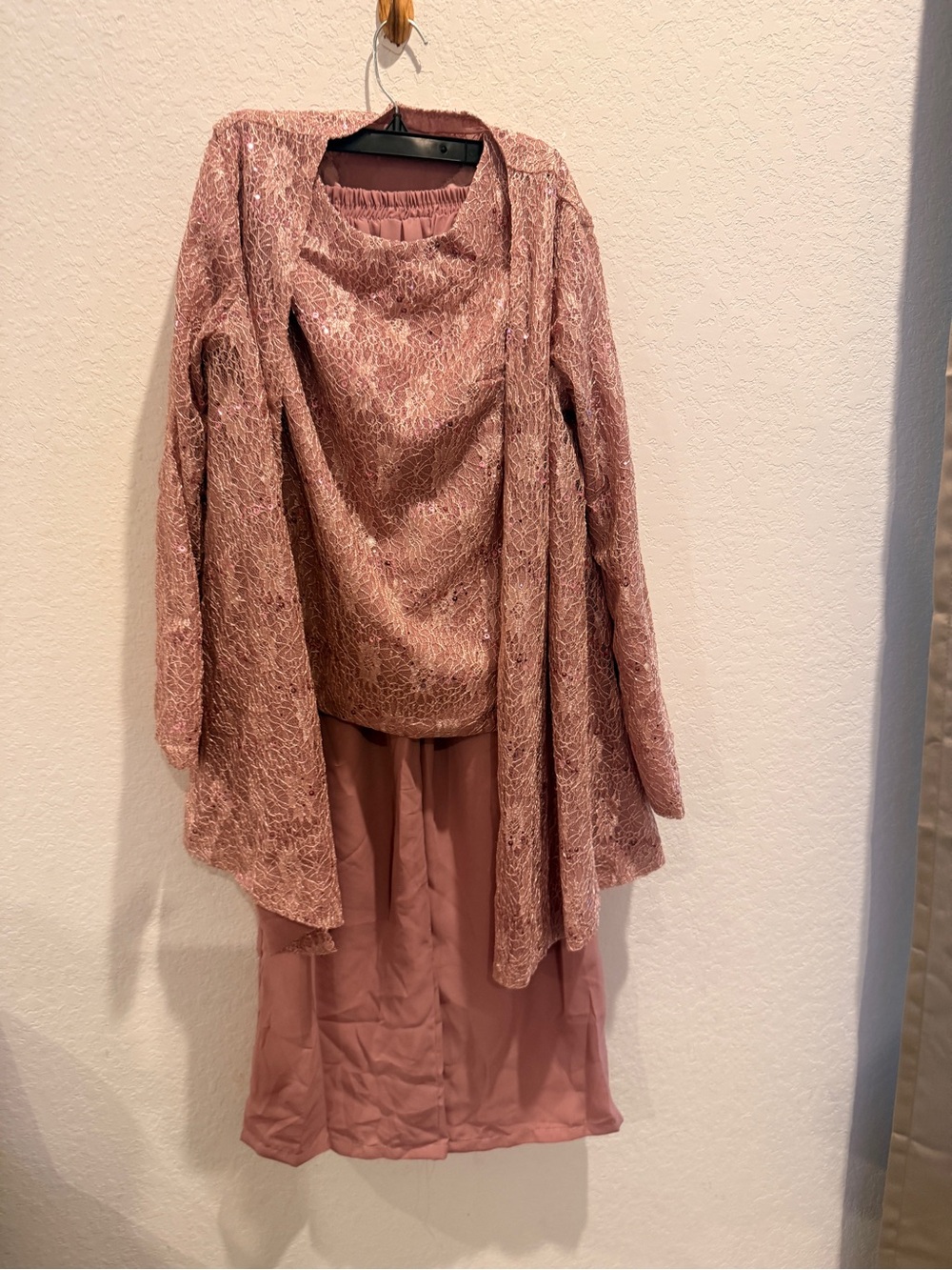Blush Pink Lace Overlay Skirt Set